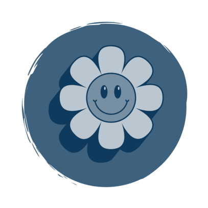 Icon aus blauer lächelnder Blume